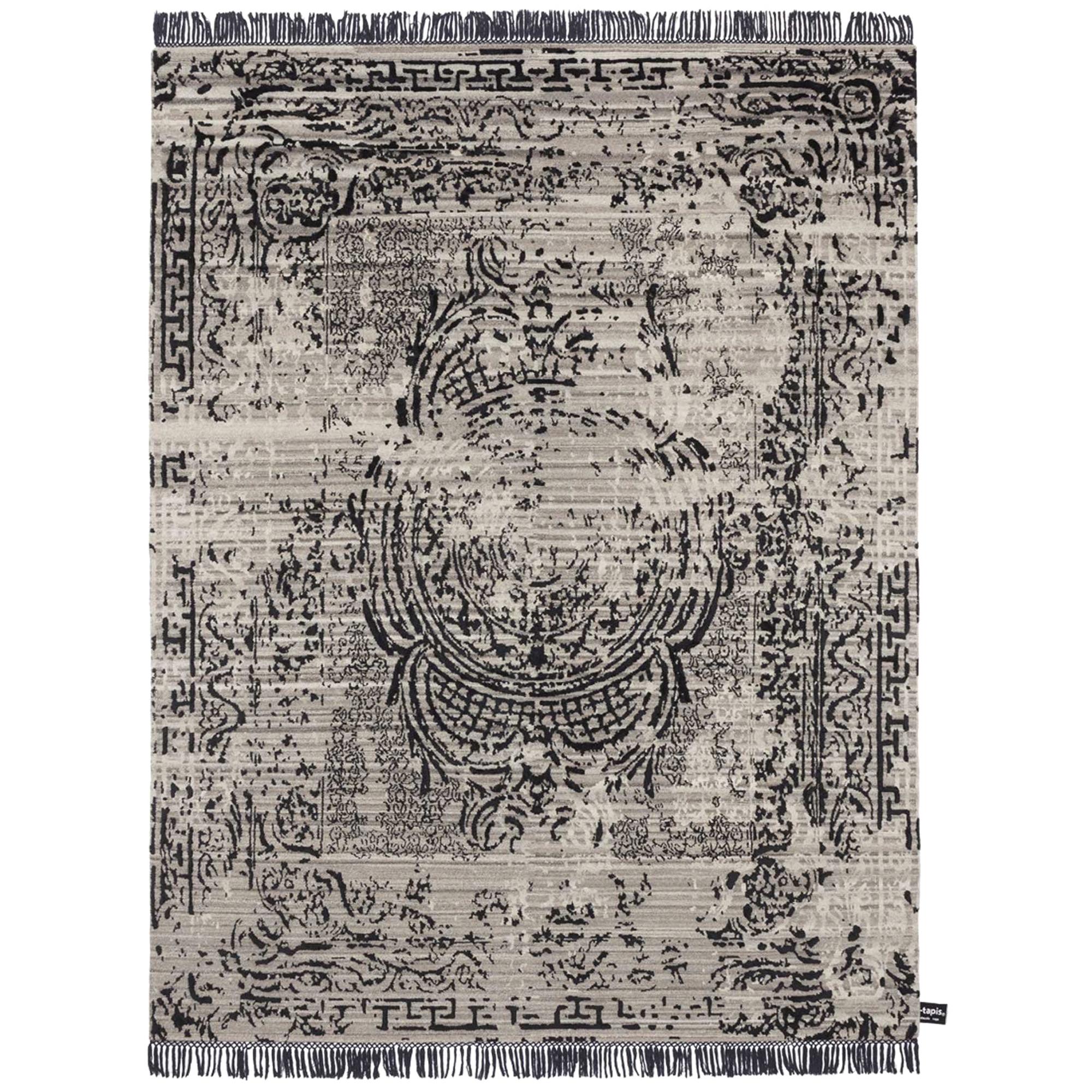Modern Persian Rug Dyed Silk & Natural Hand-Knotted Wool from Nepal by cc Tapis For Sale