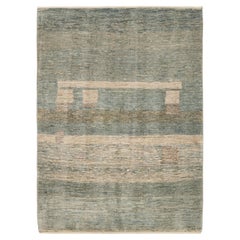 Modern Persian Shiraz Gabbeh Rug in Soft Sage Green Tones