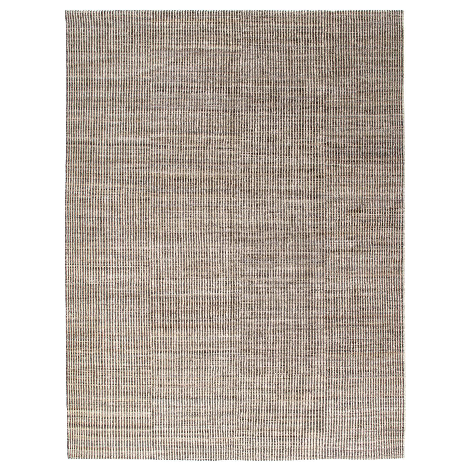 Modern Persian Shiraz Hand Knotted Rug in Natural, Beige and Grey Color