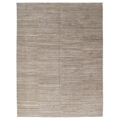 Tapis persan moderne noué à la main de couleur naturelle, beige et gris