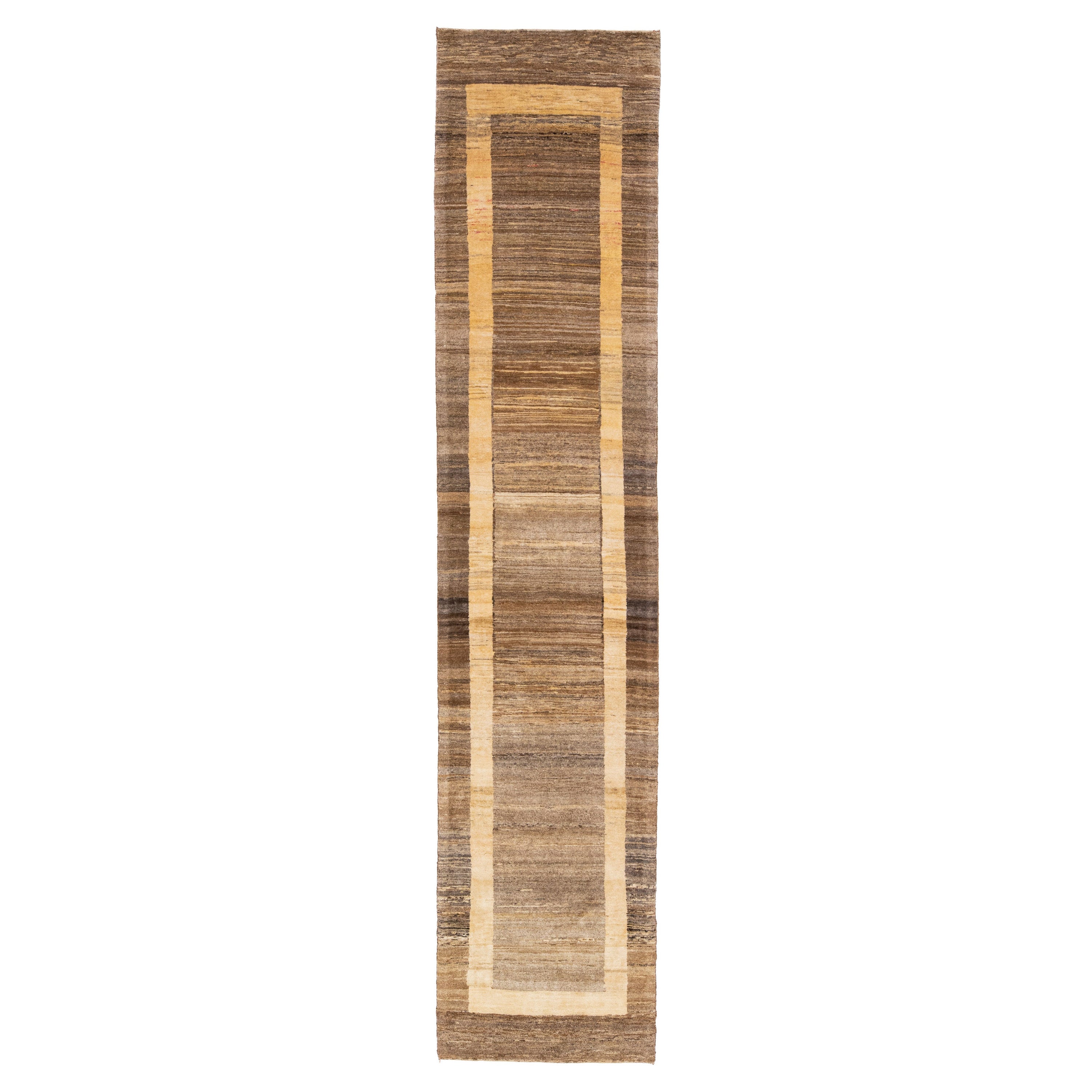 Runner in lana geometrico moderno persiano Shouli Gabbeh fatto a mano