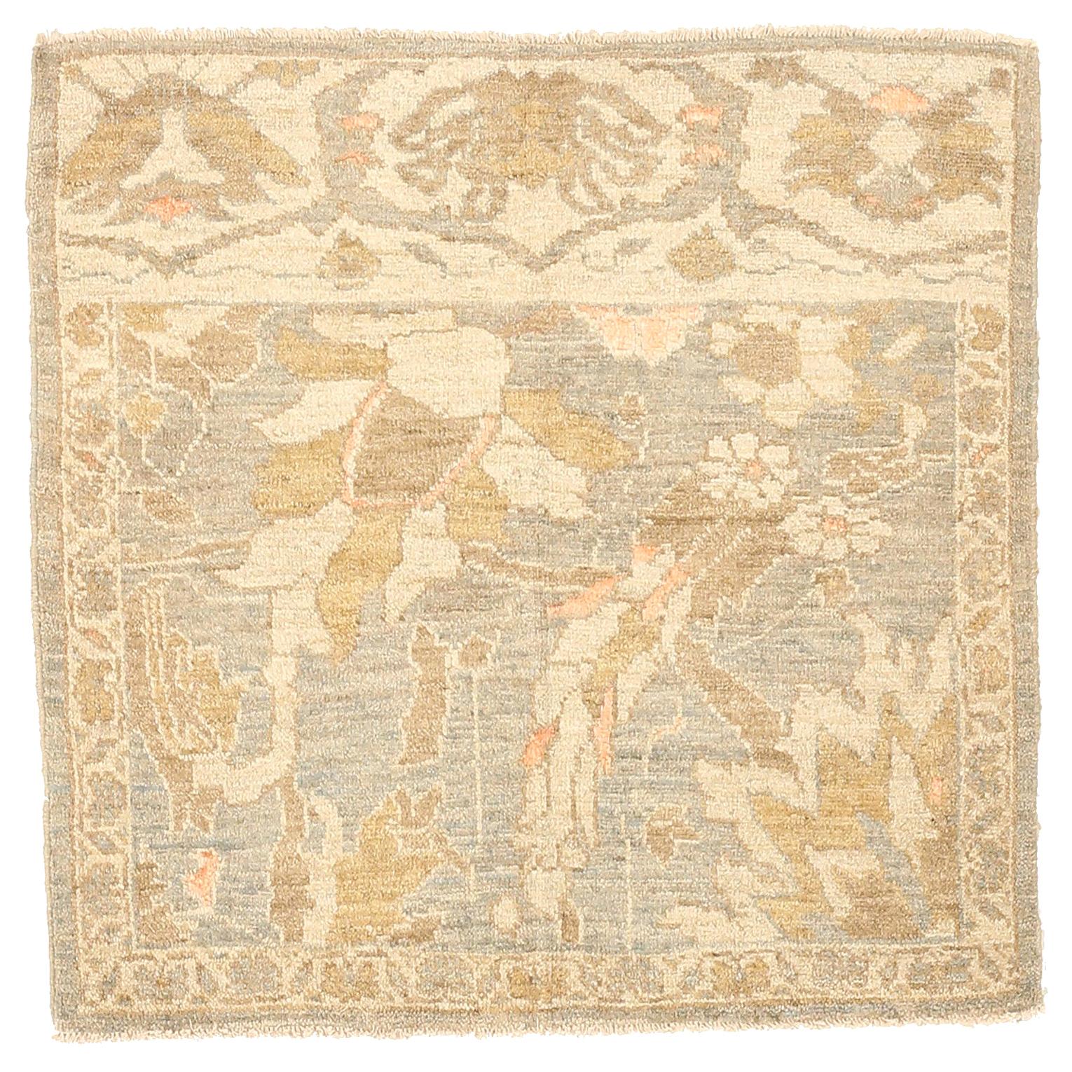 Modern Persian Sultanabad Rug with Gray and Brown Floral Details