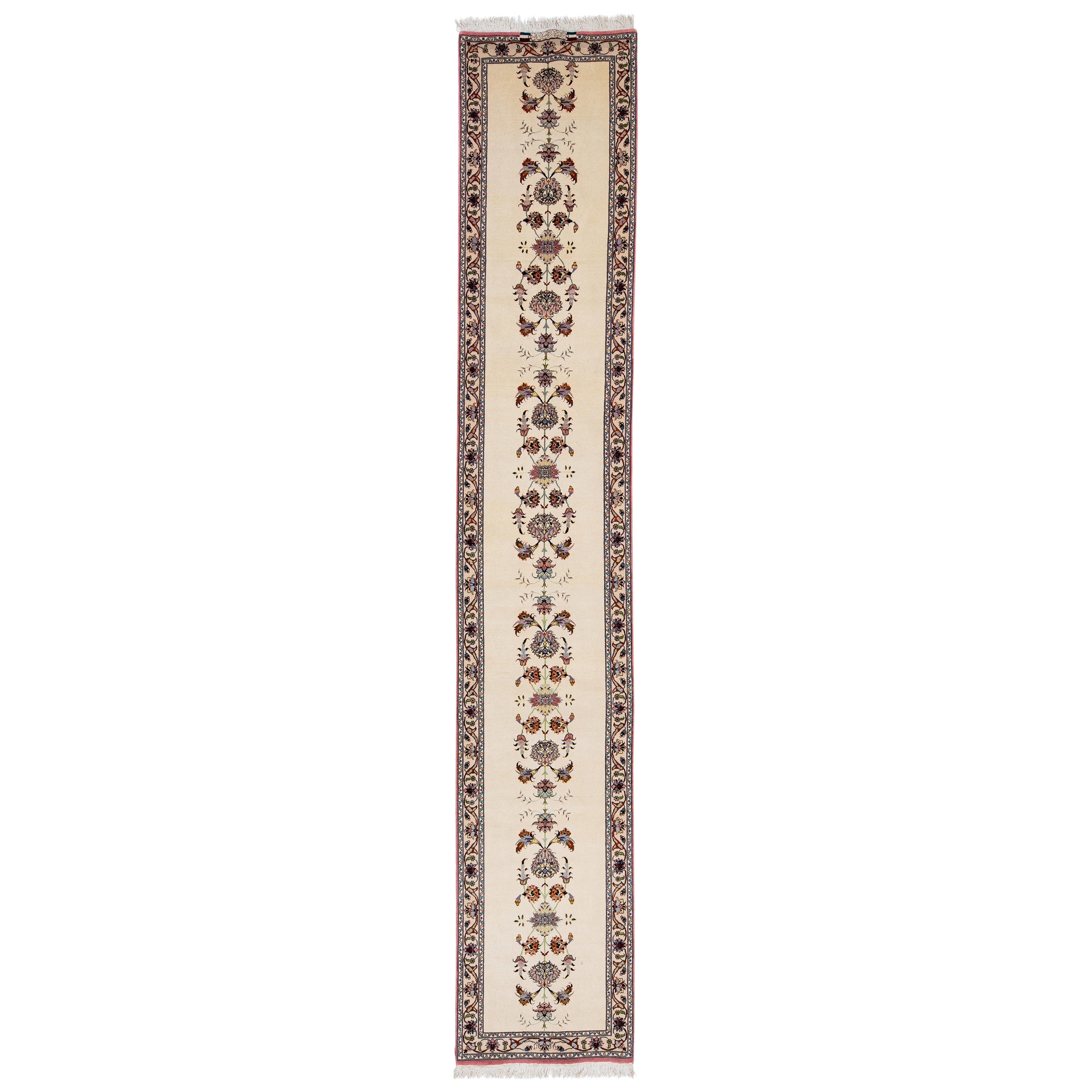 Modern  Persischer Tabriz Elfenbein Handgefertigter Läufer aus Wolle
