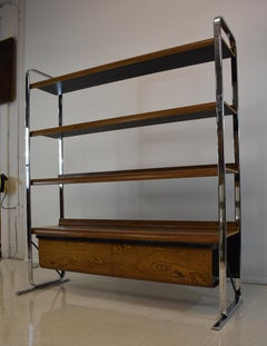 Modern Peter Protzman for Herman Miller Zebra Wood and Chrome Tubular Wall Unit