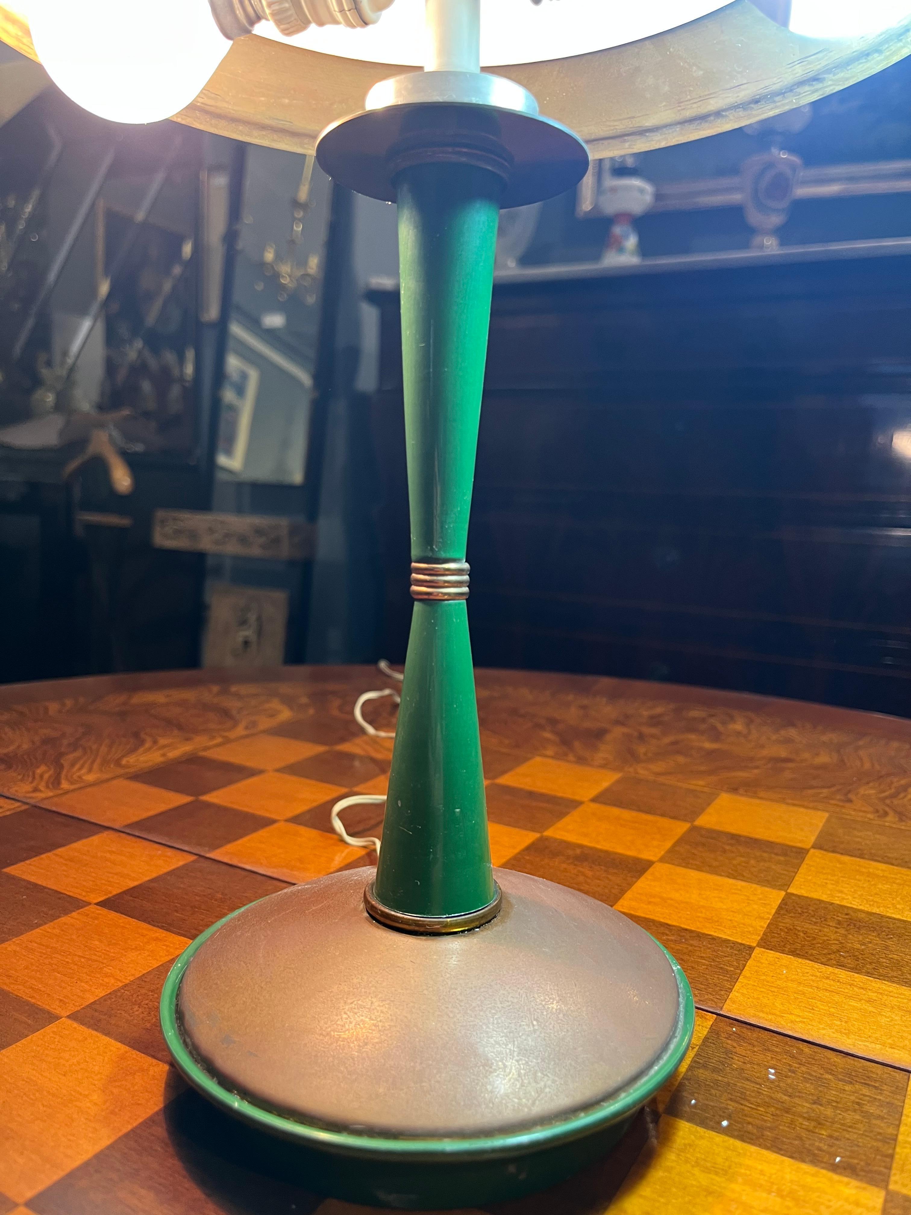 Ottone Modern petrol green table lamp from the 1960s in vendita