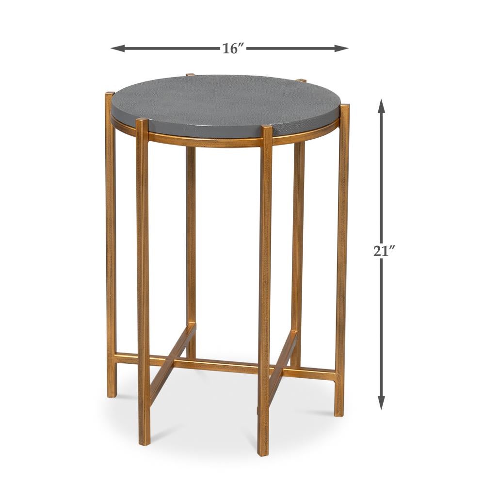 Modern Pewter Leather Top Accent Table For Sale 4