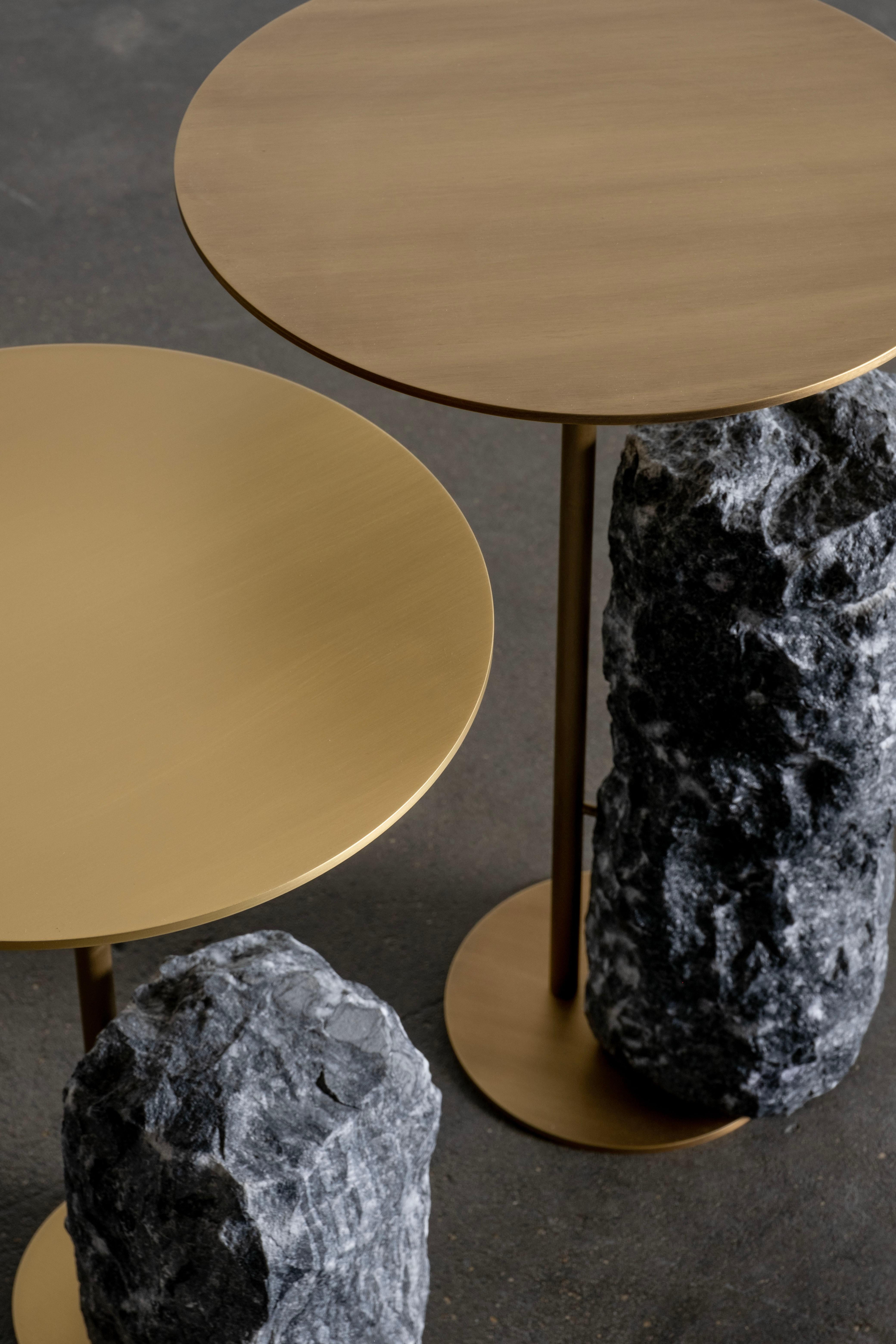 Modern Pico Side Table, Silver Portoro Marble, Handmade Portugal by Greenapple For Sale 9
