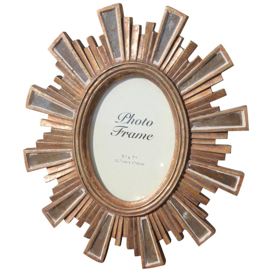 Modern Picture Frame in Resin with Silver and Gold Mirrors Style Louis XVI