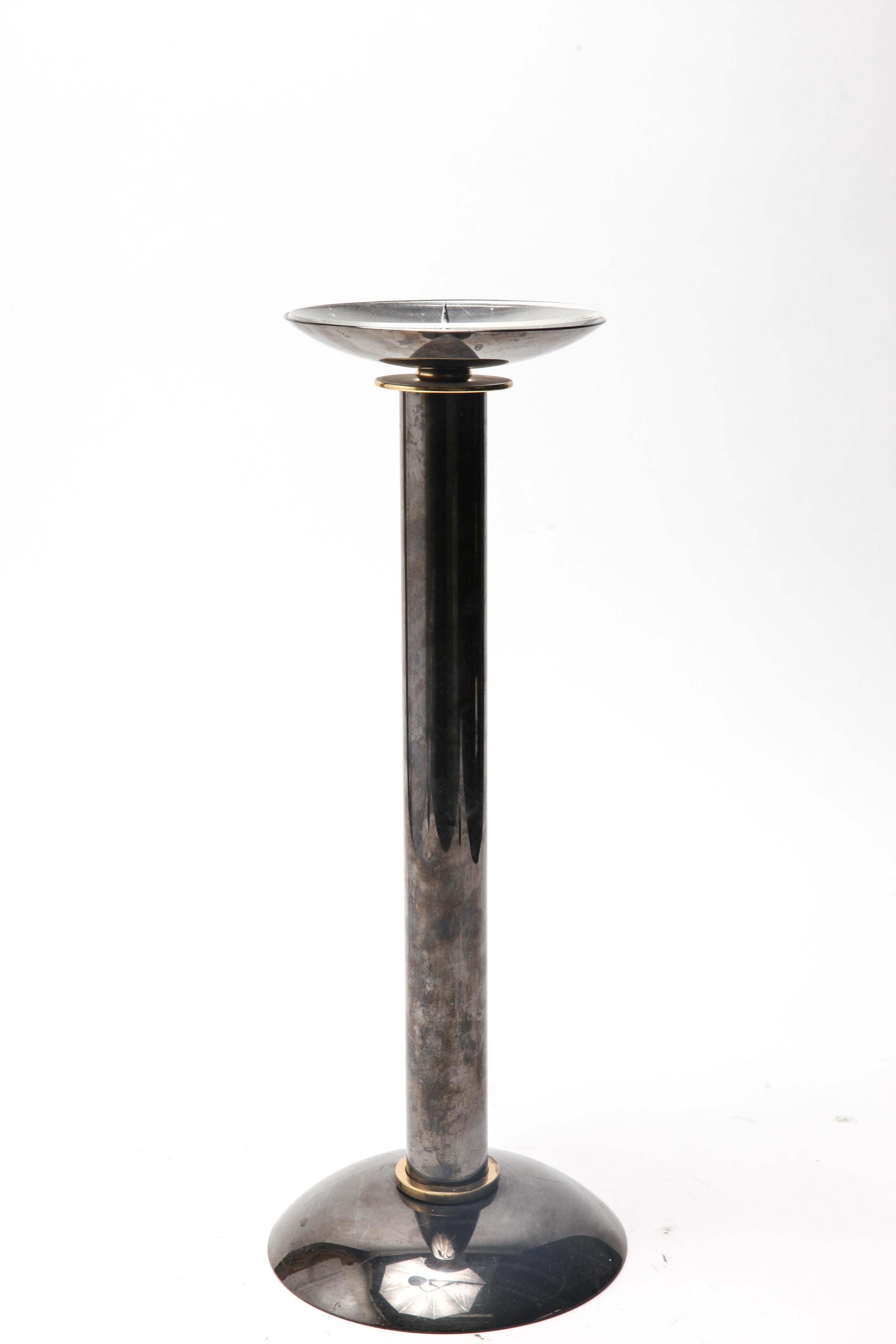 Modern Pillar Candlesticks in Metal & Brass For Sale 1