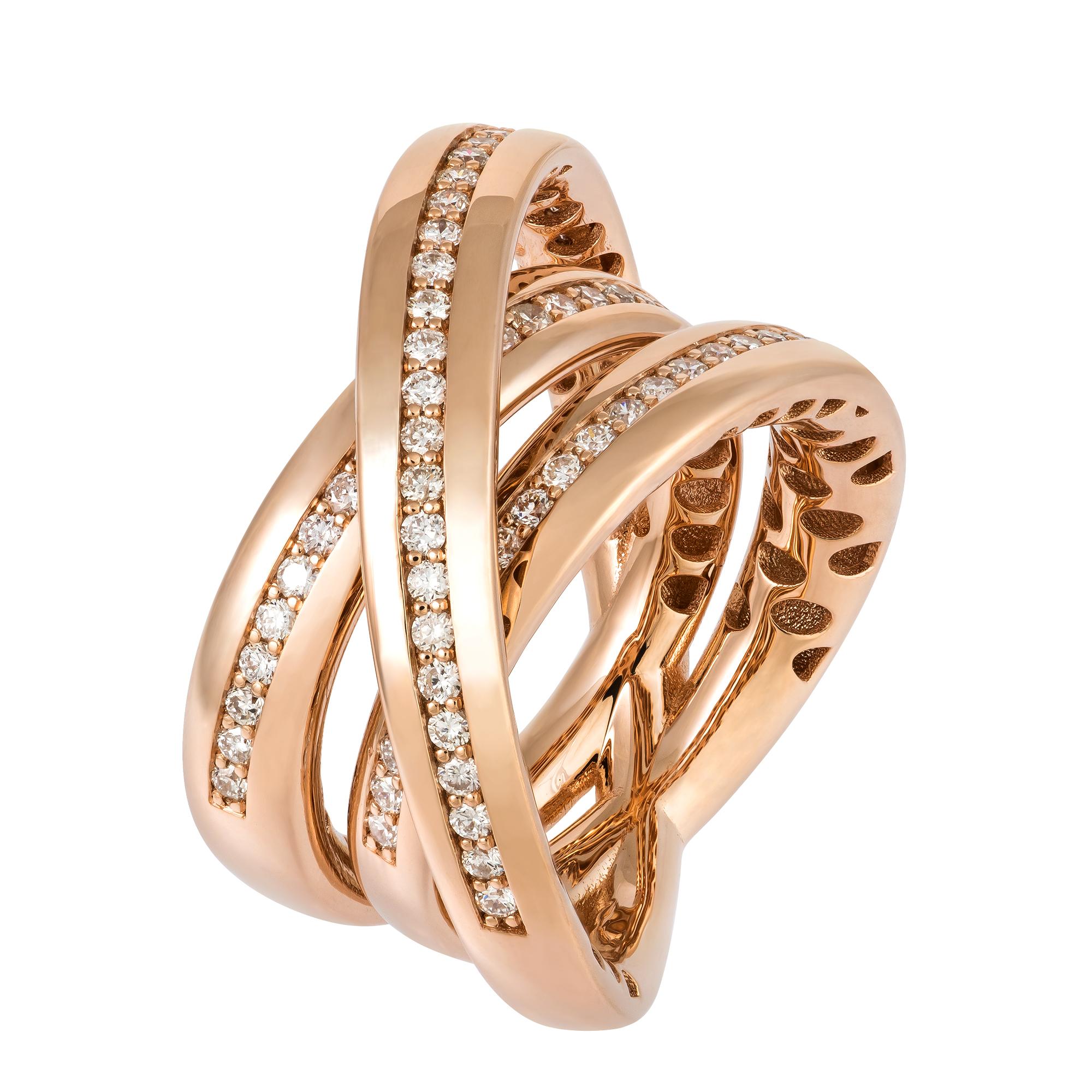 For Sale:  Modern Pink 18K Gold White Diamond Ring for Her 2