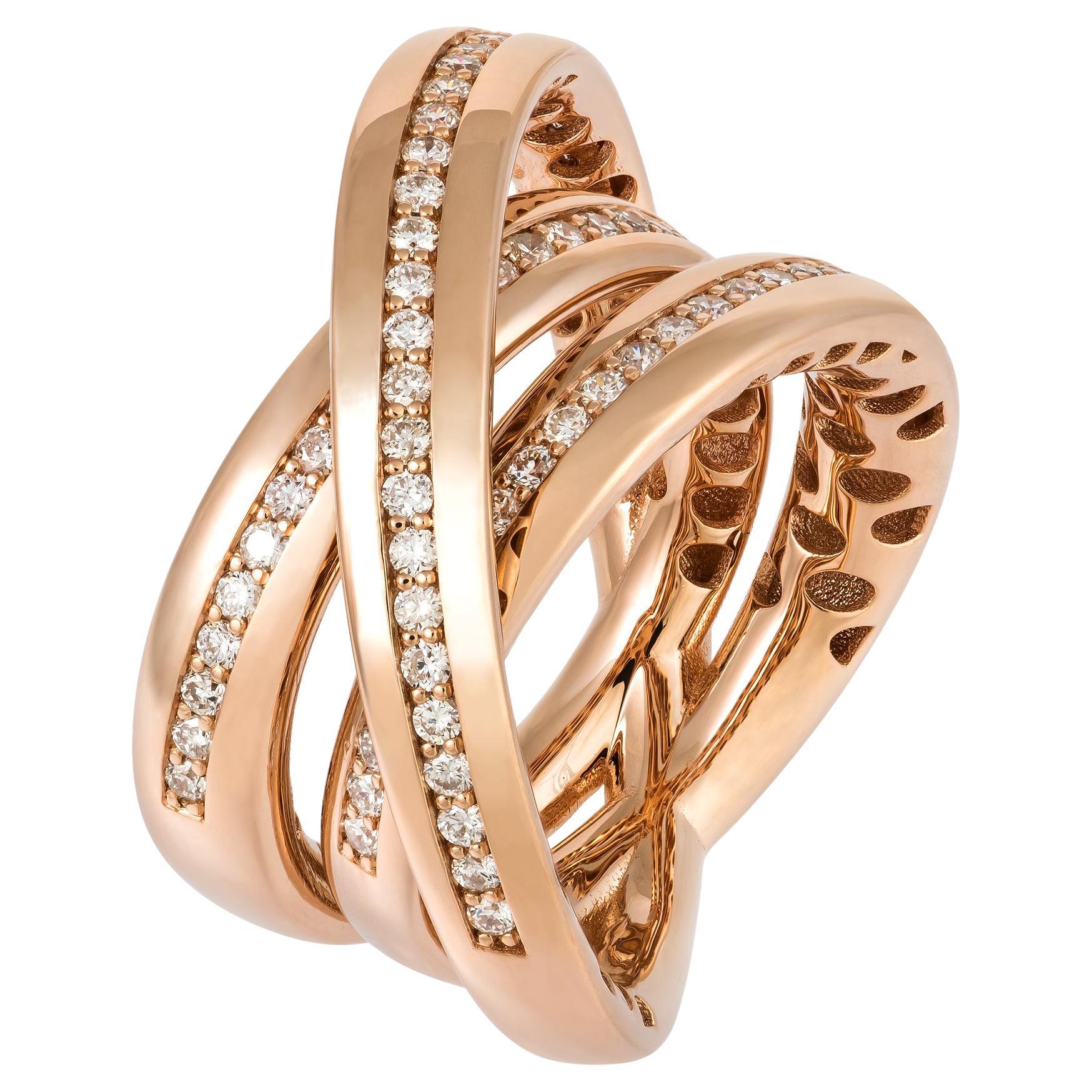 For Sale:  Modern Pink 18K Gold White Diamond Ring for Her
