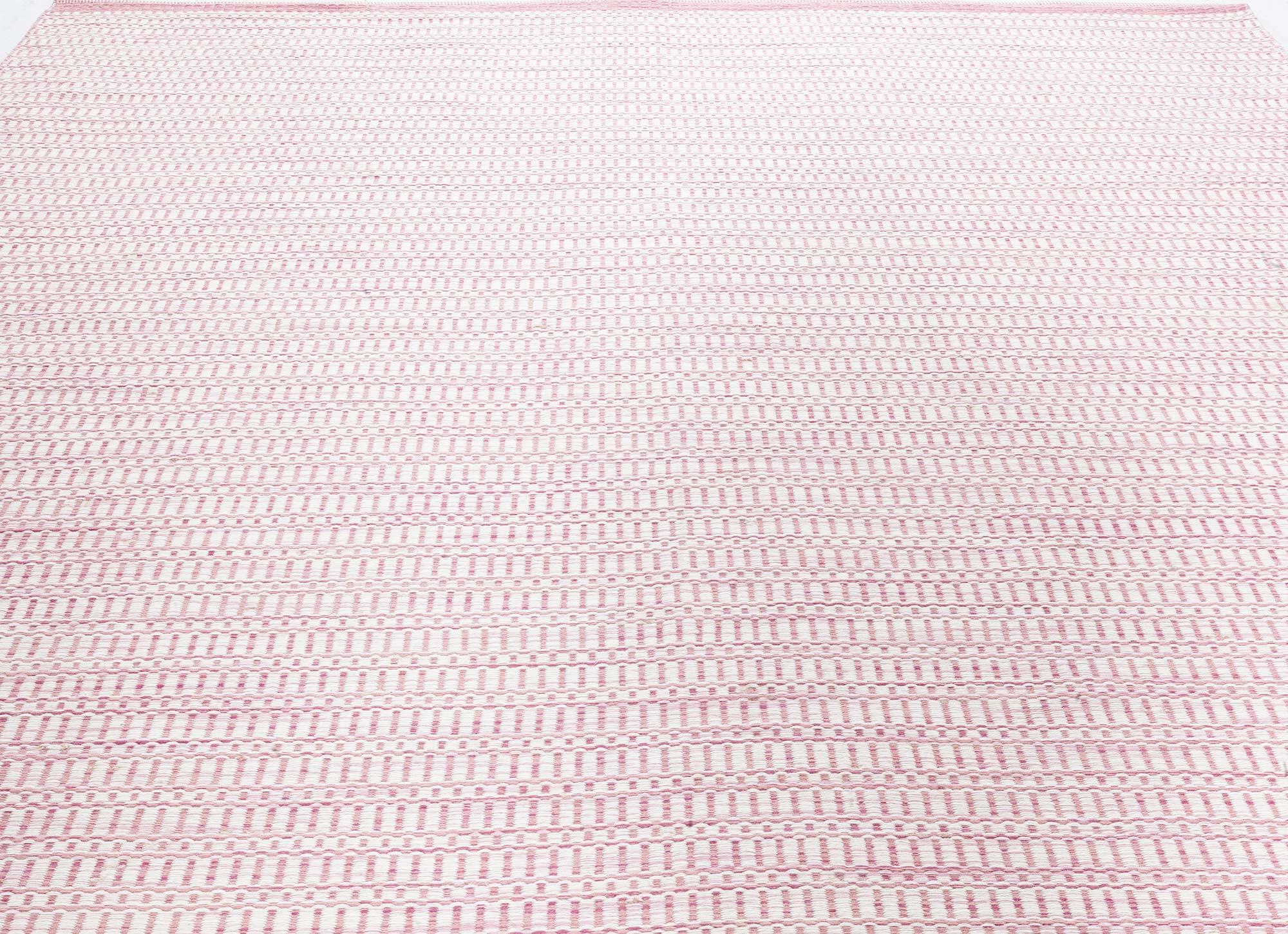Indian Modern Pink and Beige Flat Weave Rug by Doris Leslie Blau For Sale