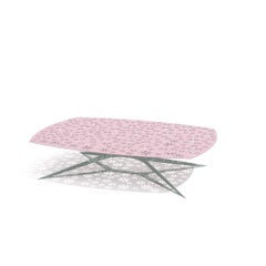 Mesa de centro rectangular de exterior moderna rosa y gris con diseño floral