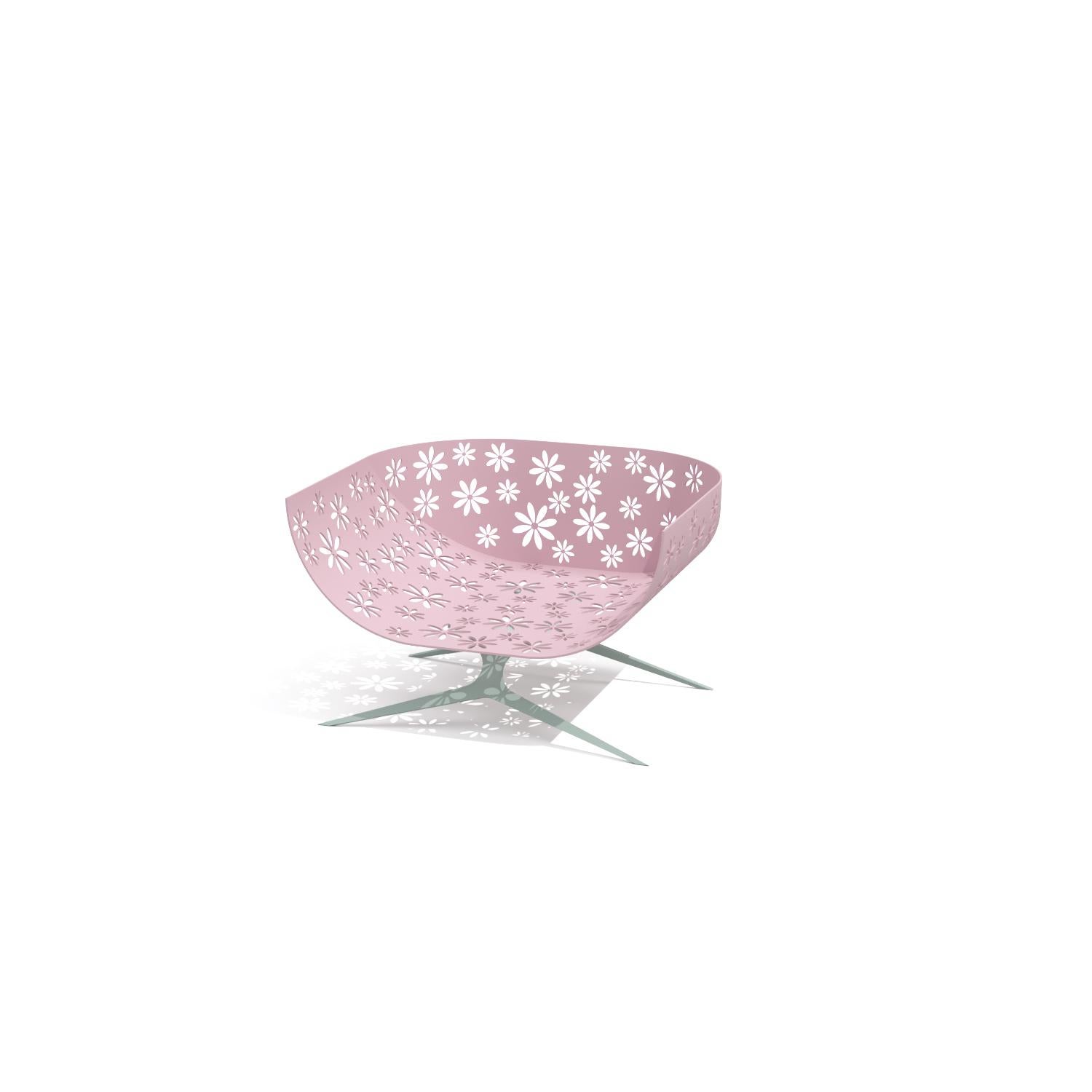 Mesa de centro cuadrada de exterior moderna rosa y gris con diseño floral en venta 6