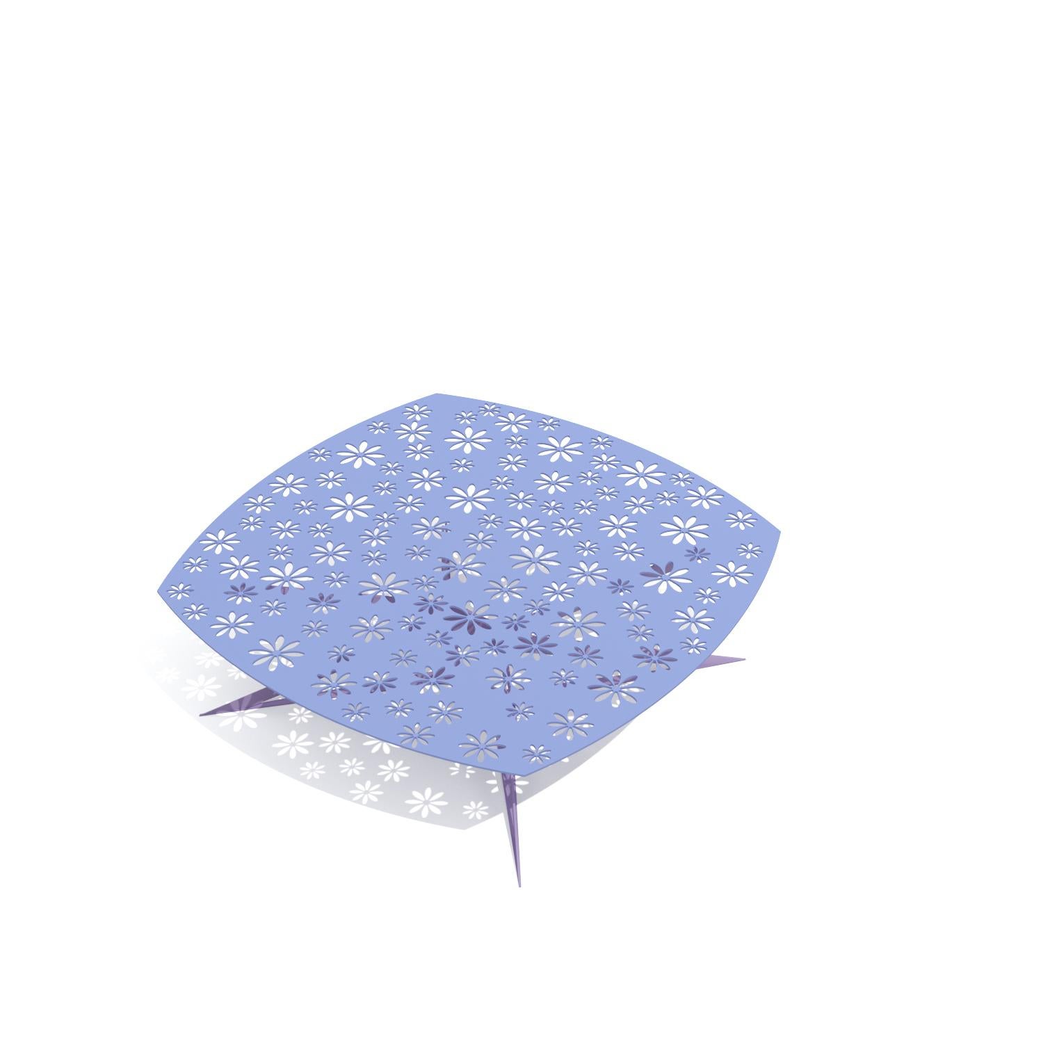 Mesa de centro cuadrada de exterior moderna rosa y gris con diseño floral Hecho a mano en venta