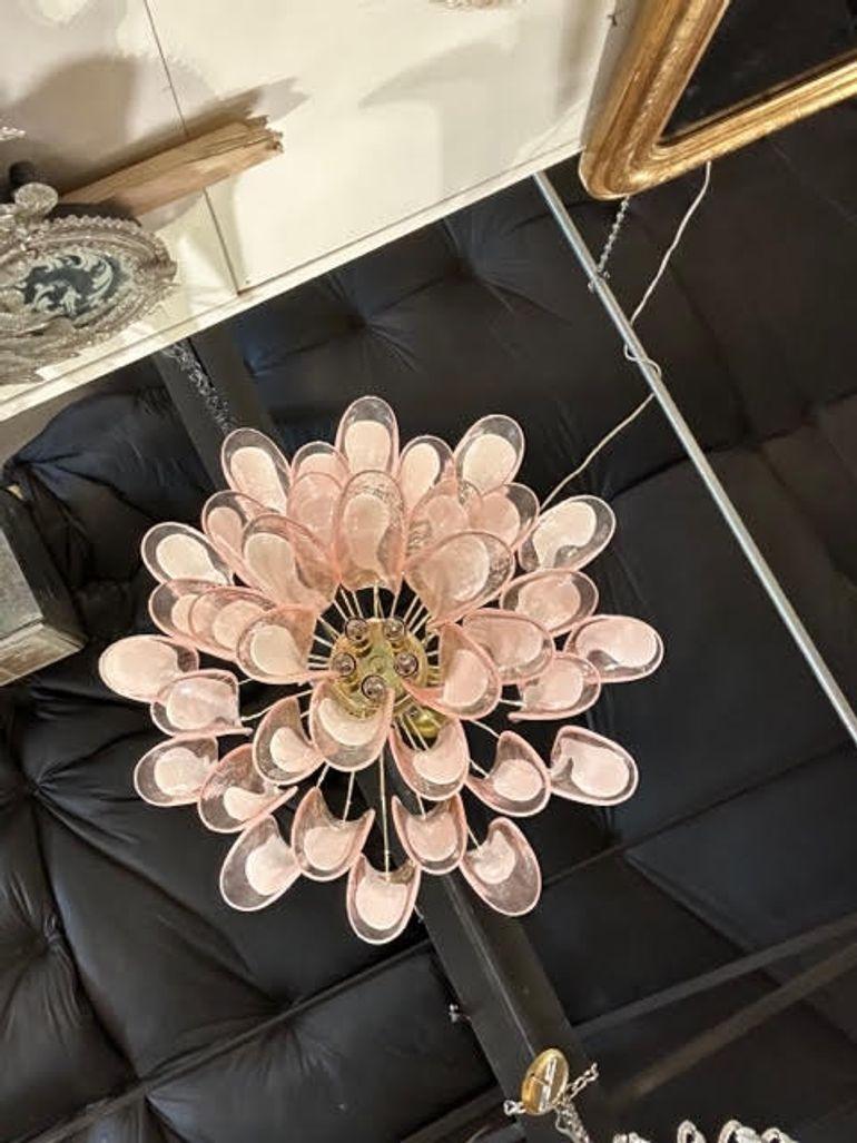 Modern Pink and White Saddle Chandelier 1
