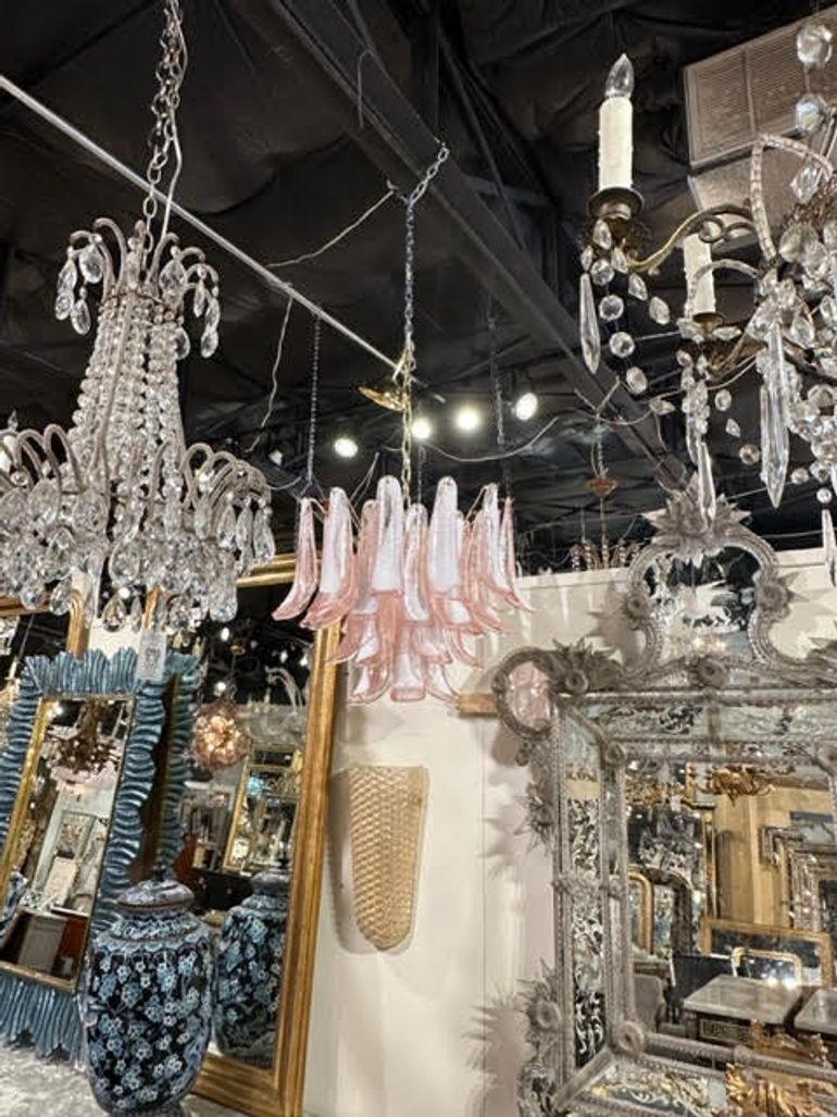 Modern Pink and White Saddle Chandelier 2