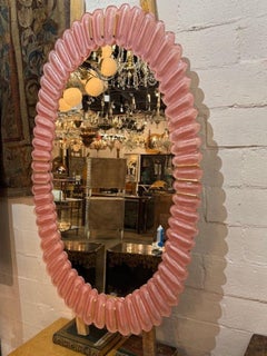 Modern Pink "Bubble" Murano Glass Mirror