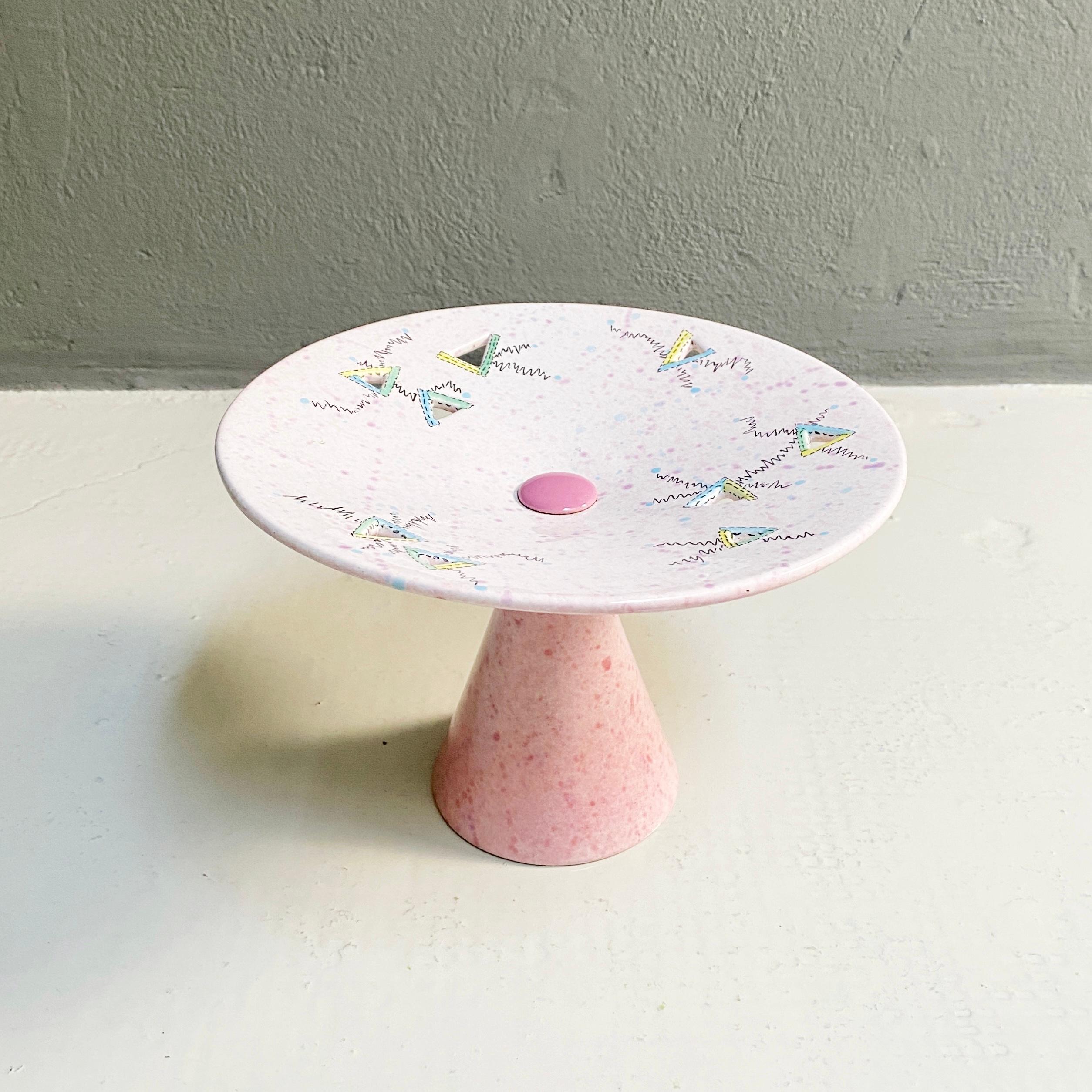 German Modern Pink Ceramic Centerpiece with Motif by Meyer, 1985