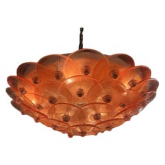 Modern Pink Disc Murano Glass Flush Mount Chandelier
