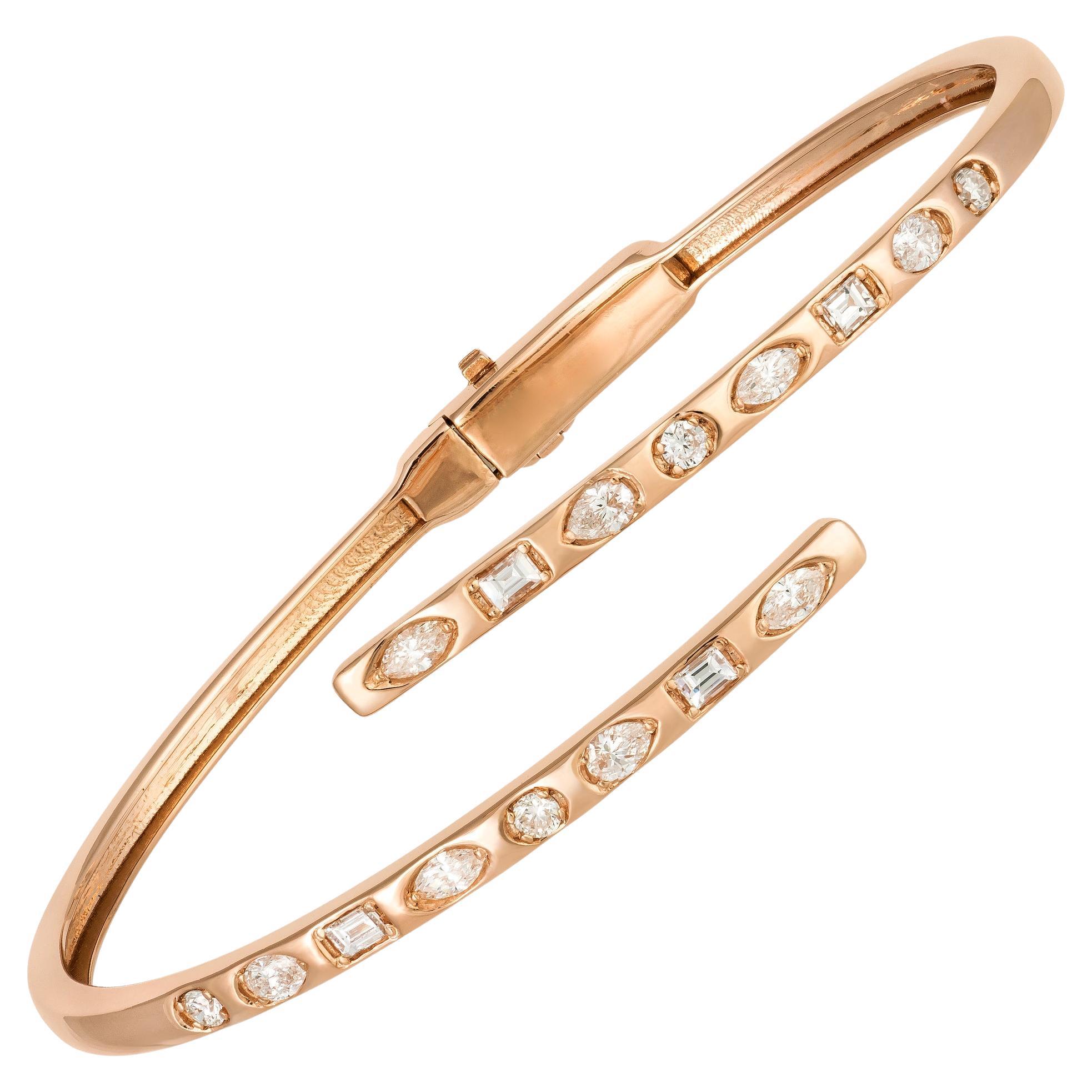 Modern Pink Gold 18K Bracelet Diamond for Her