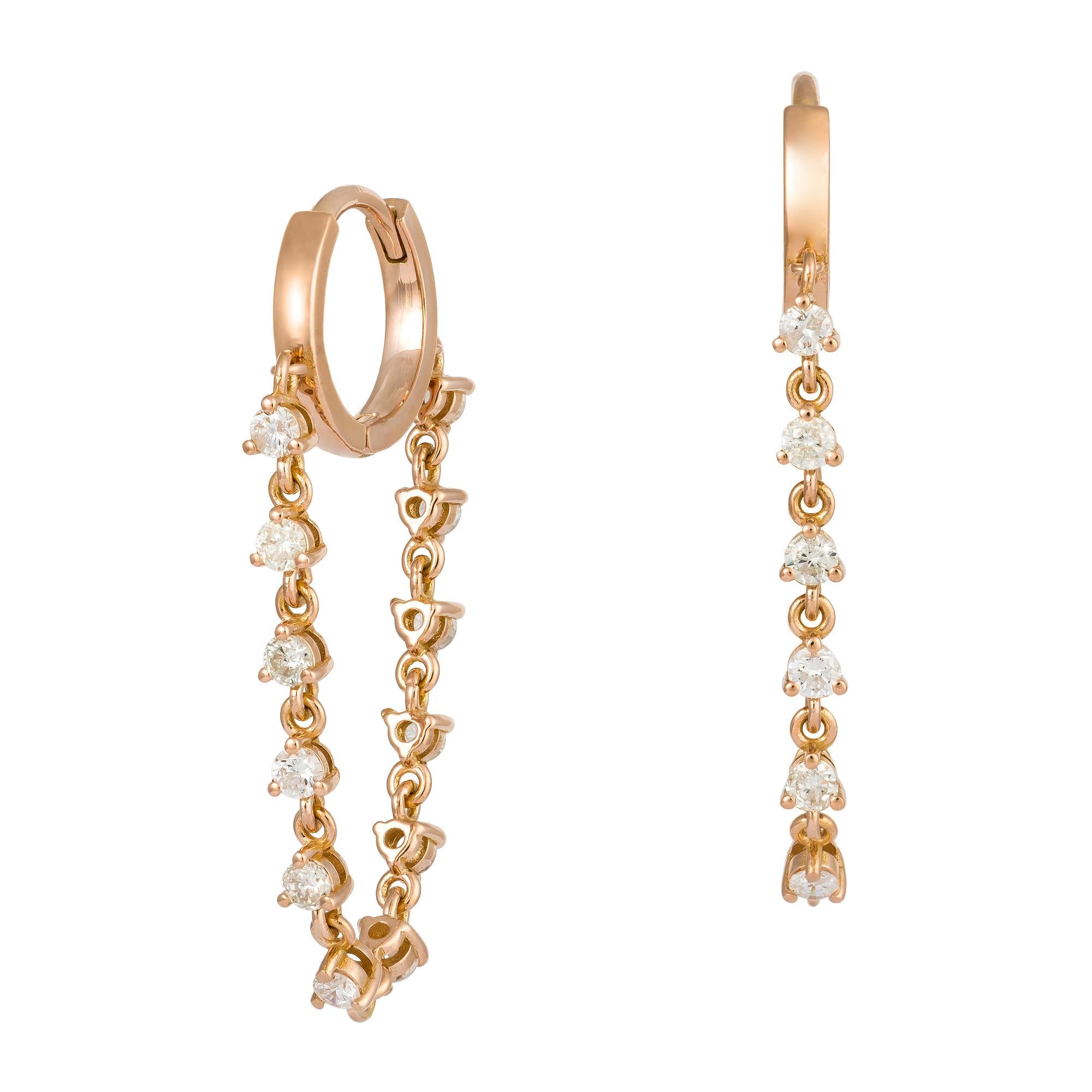 Modern Pink Gold 18K Earrings Diamond for Her In New Condition For Sale In Montreux, CH