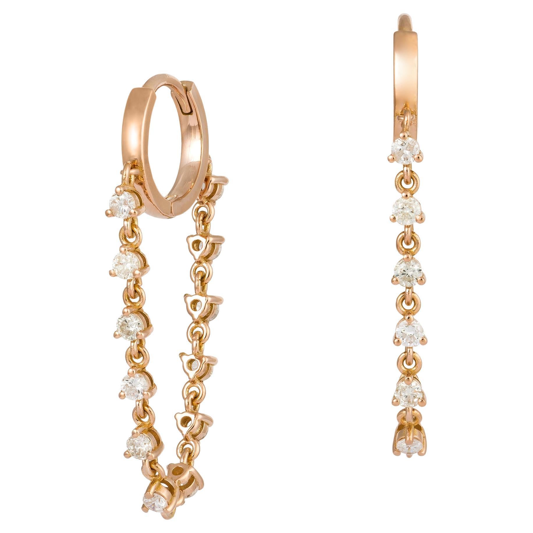 Modern Pink Gold 18K Earrings Diamond for Her For Sale