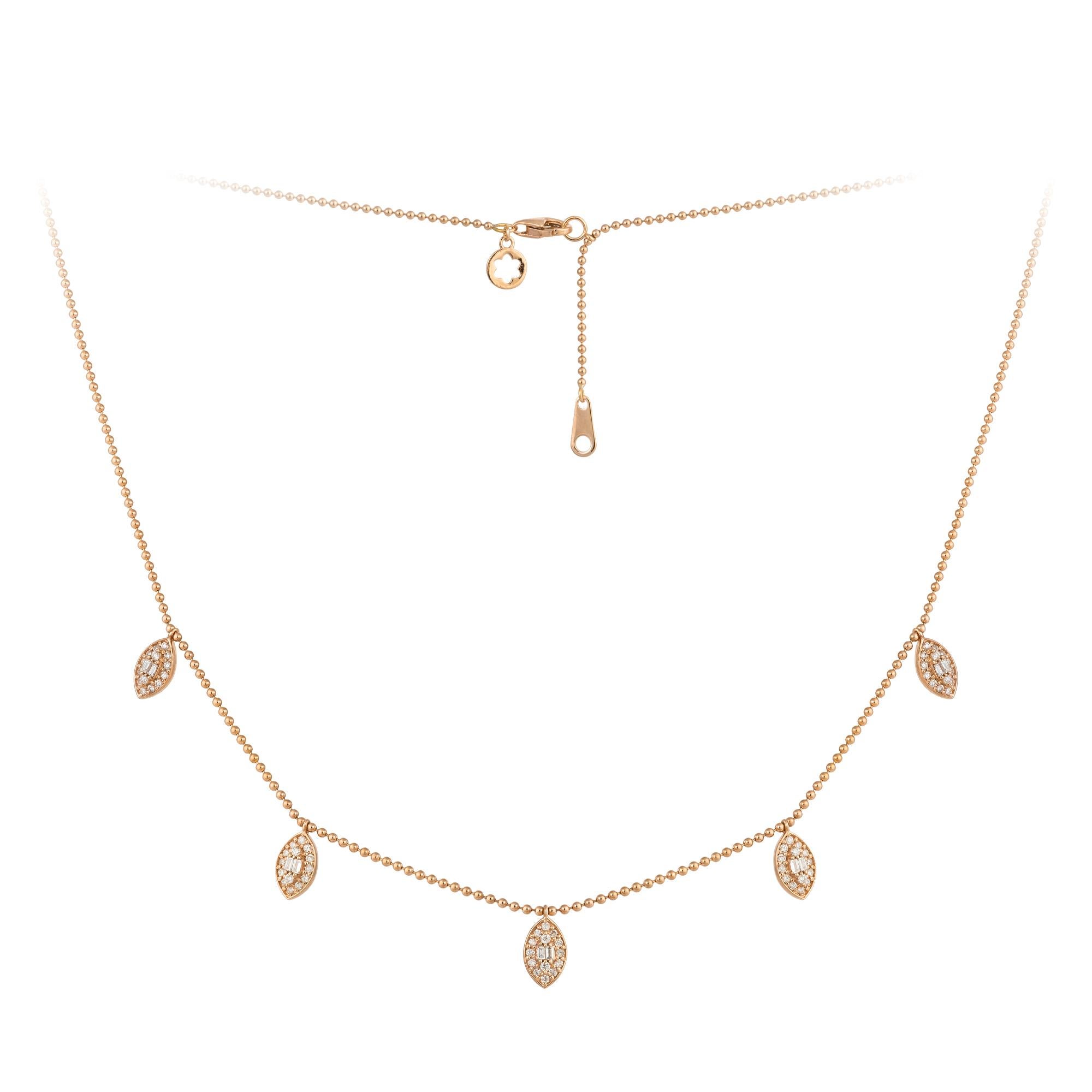COLLIER Or rose 18K Diamant 0.34 cts/70 pièces Baguette effilée 0.11 cts/10 pièces
