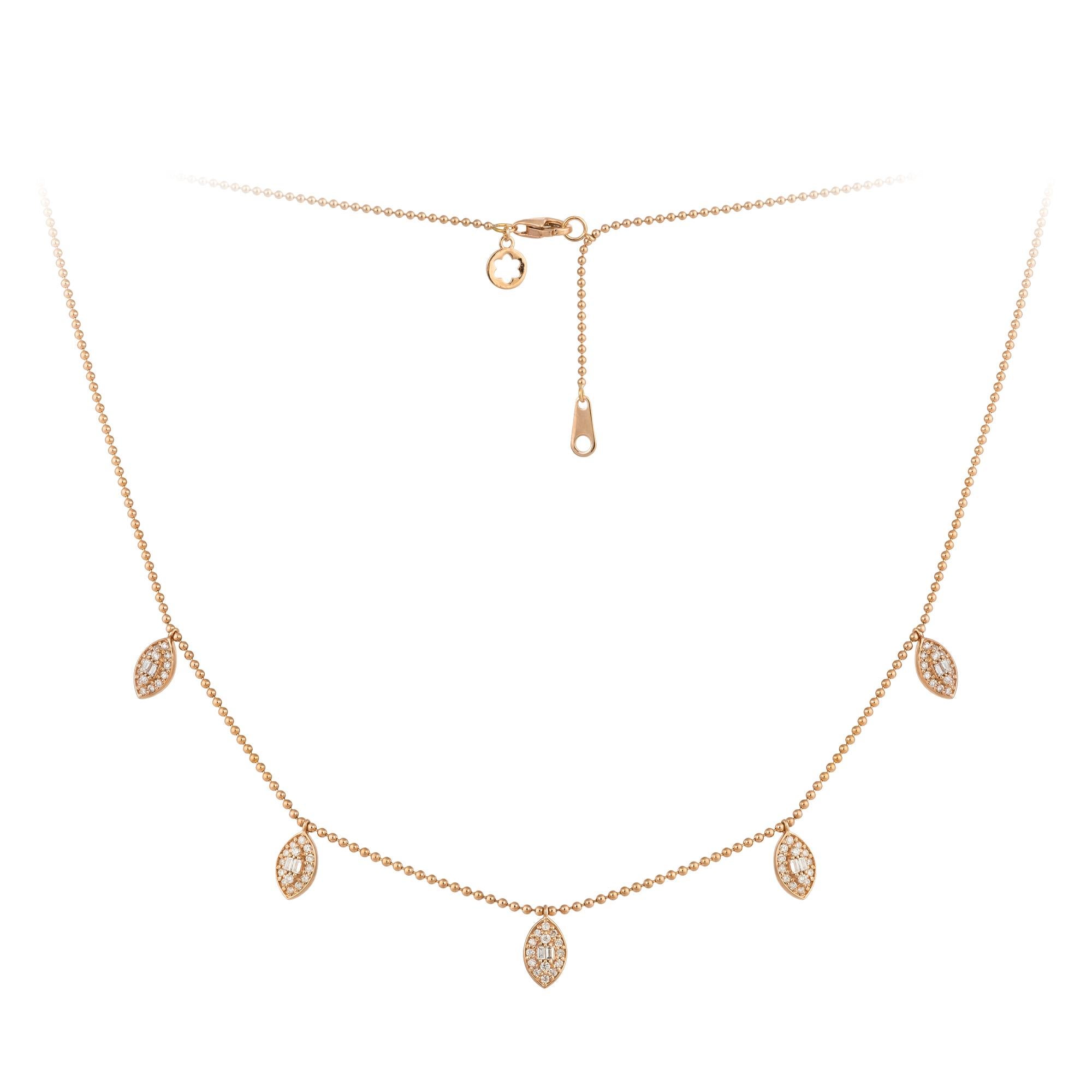 Moderne 18 Karat Halskette aus Roségold mit Diamanten für sie Damen im Angebot