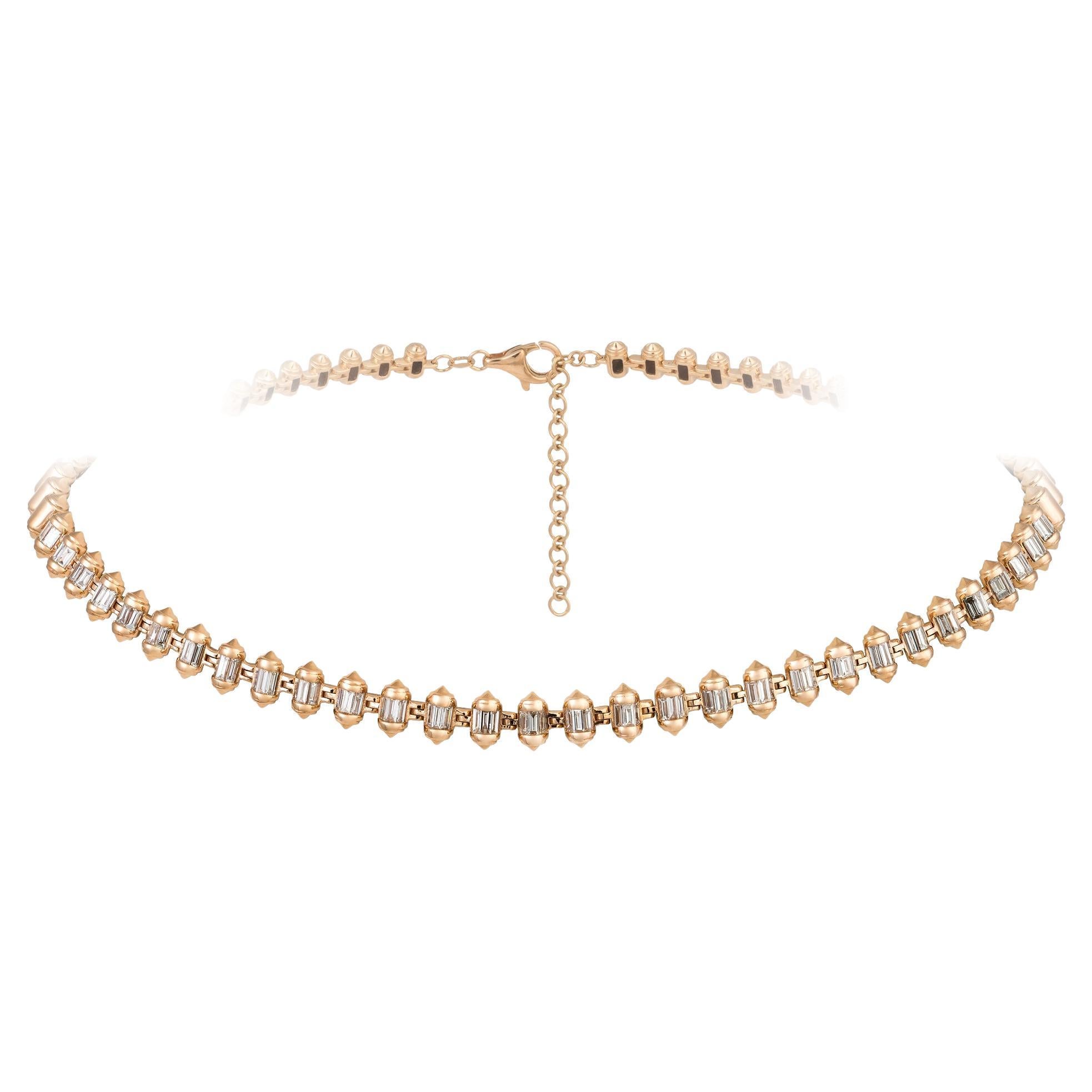 Moderne 18 Karat Halskette aus Roségold mit Diamanten für sie