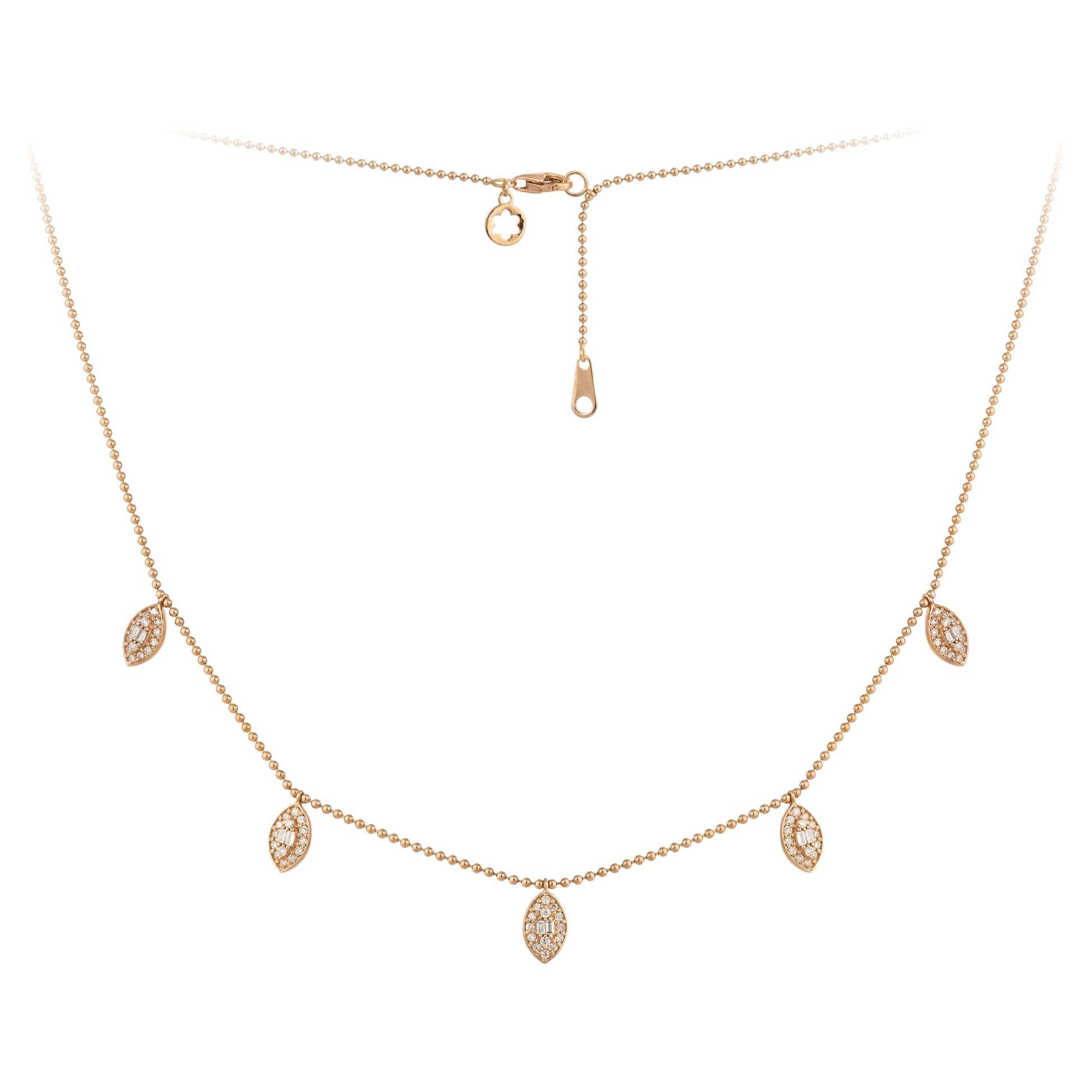 Modern Pink Gold 18K Necklace Diamond for Her