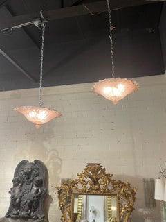 Modern Pink "Granola" Glass Flush Mount
