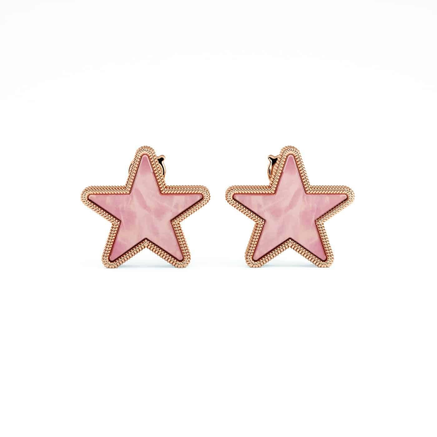 Each striking & spangled star is precisely carved from natural gemstones and encased in a beautiful solid gold rope finish with no visible prongs, creating a one-of-a-kind piece that brings double the luck and confidence to its wearer

18 Karat Rose
