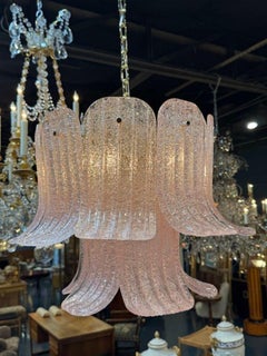 Modern Pink Murano Glass Bell Shaped Chandelier