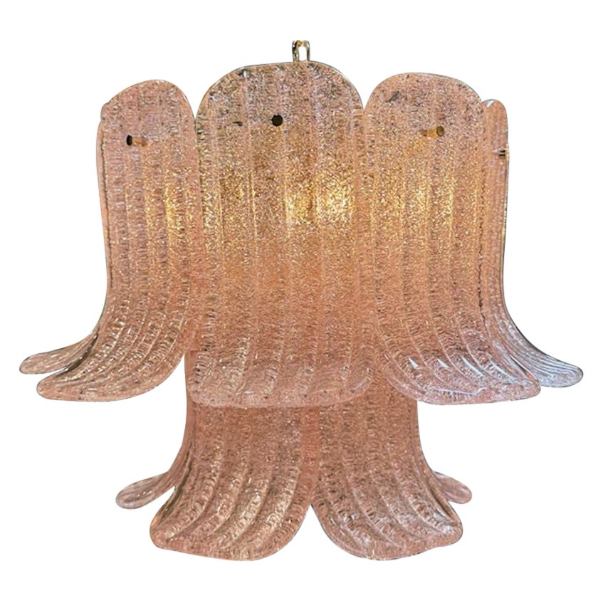 Modern Pink Murano Glass Bell Shaped Chandelier