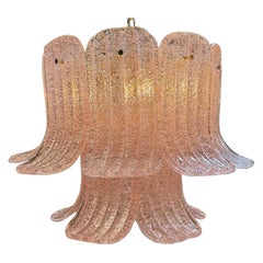 Modern Pink Murano Glass Bell Shaped Chandelier