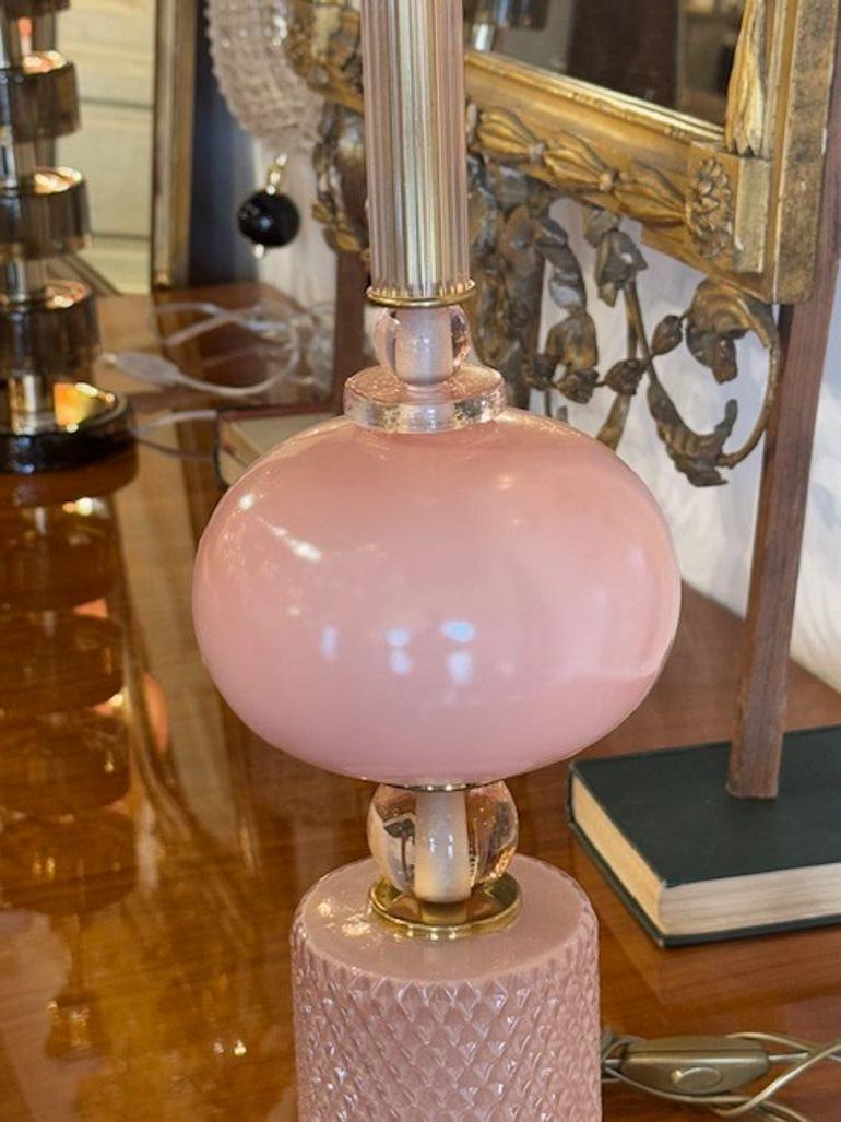 Modern Pink Murano Glass Component Lamp In Good Condition For Sale In Dallas, TX