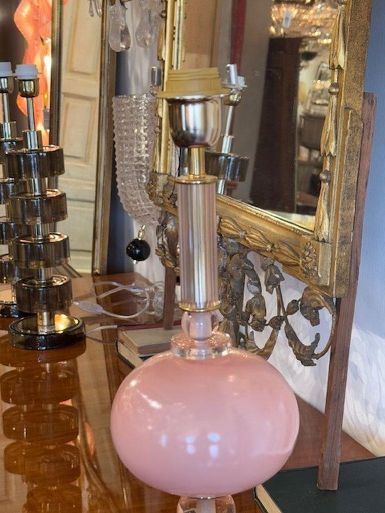 Contemporary Modern Pink Murano Glass Component Lamp For Sale