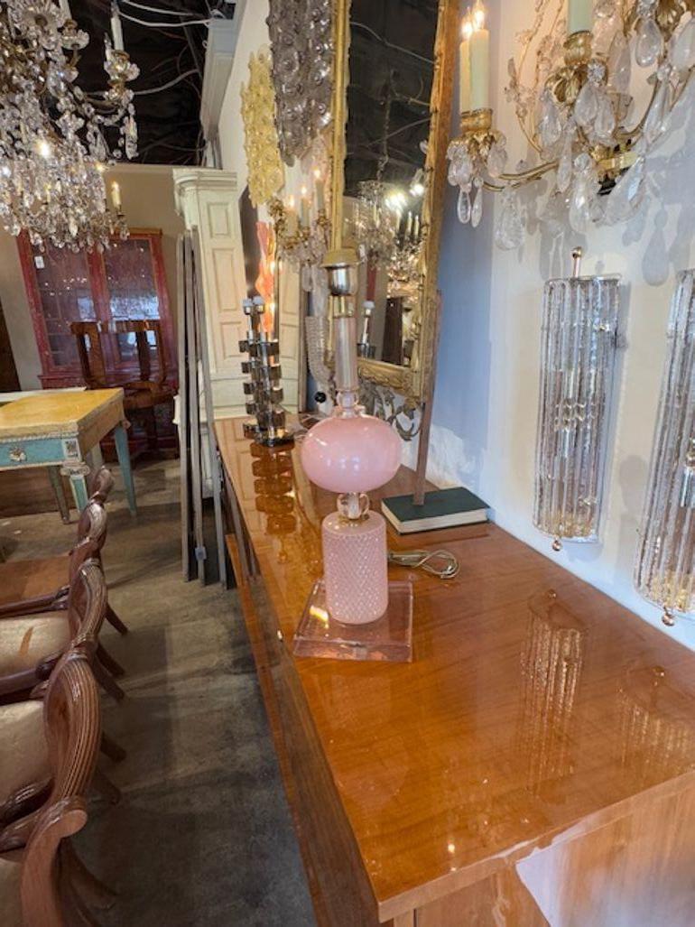 Modern Pink Murano Glass Component Lamp For Sale 1
