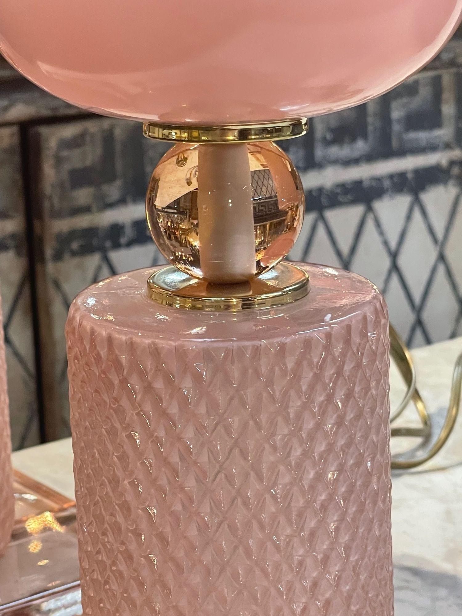 Contemporary Modern Pink Murano Glass Lamps For Sale