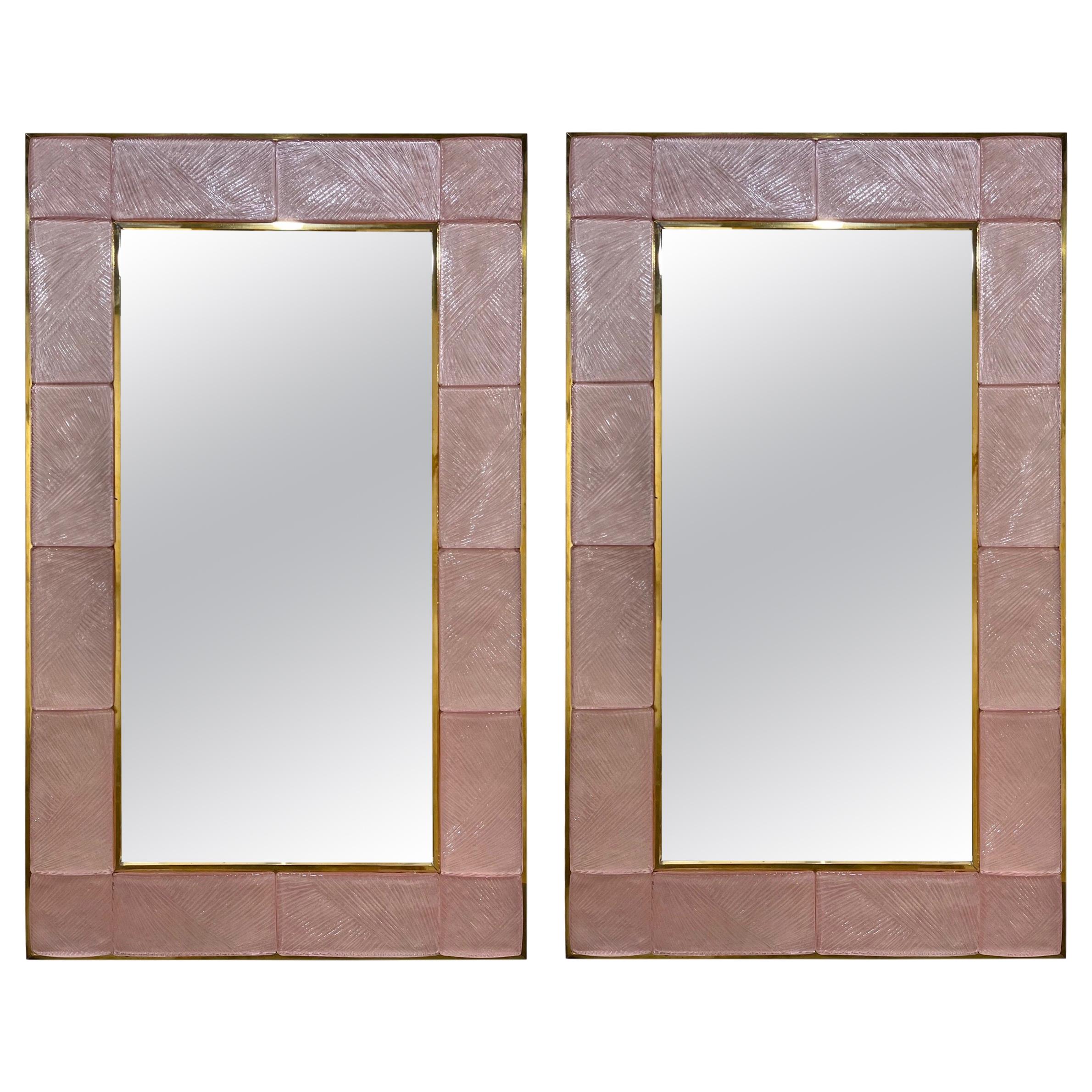 Pink Murano Glass Mirror at 1stDibs
