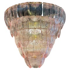 Modern Pink Murano Glass Waterfall Chandelier