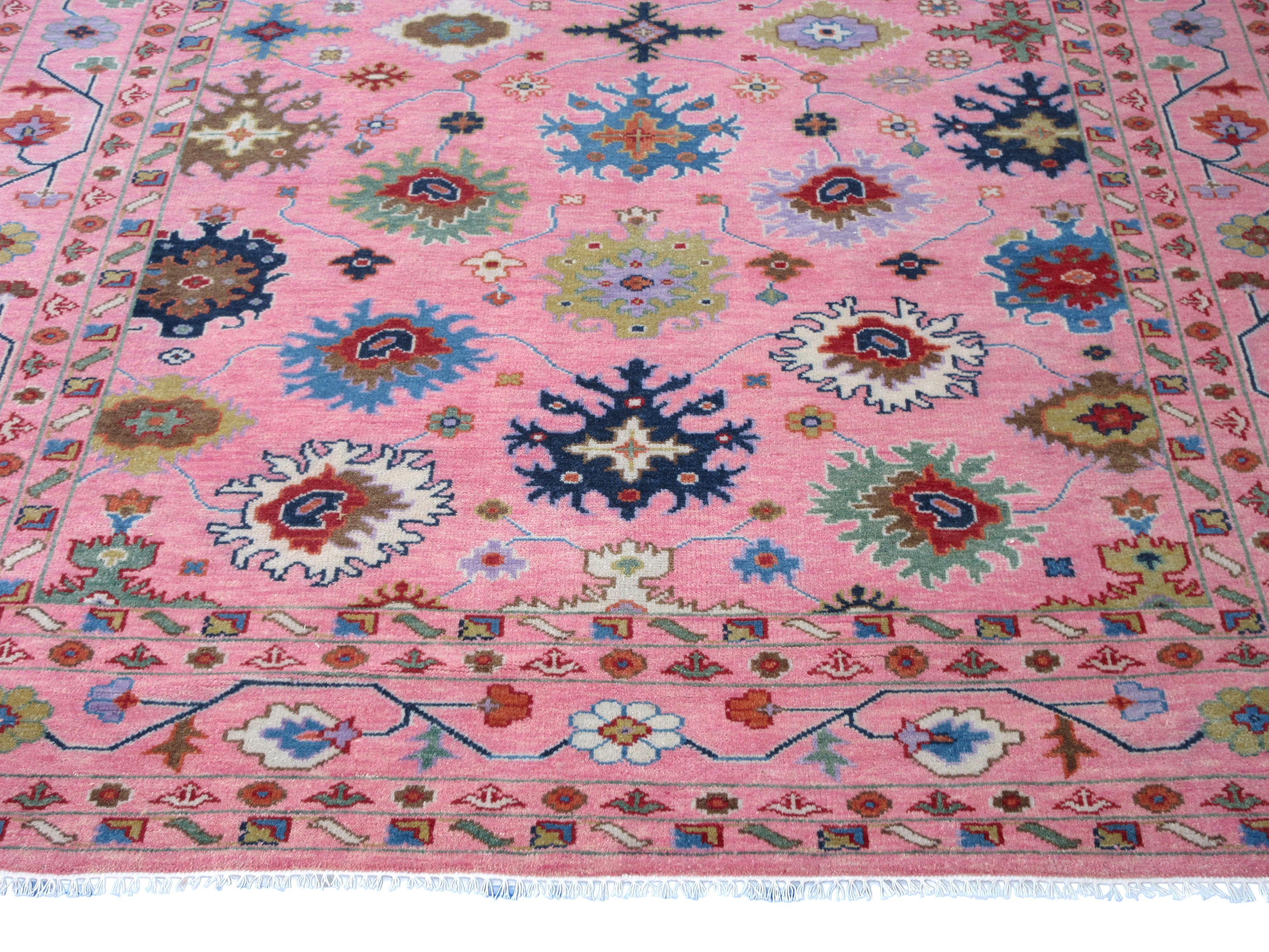 pink oushak rug