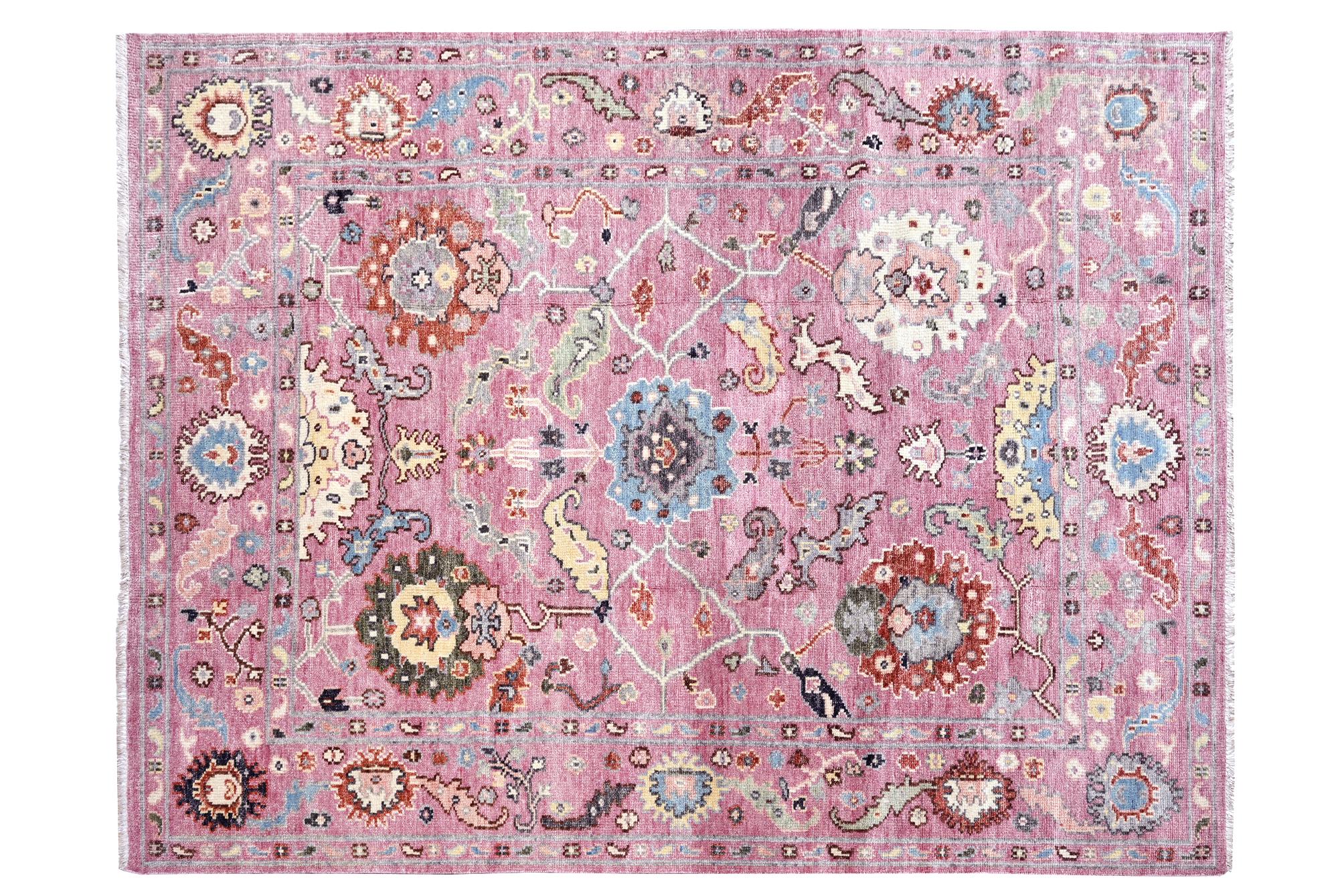 Indian Modern Pink Oushak For Sale