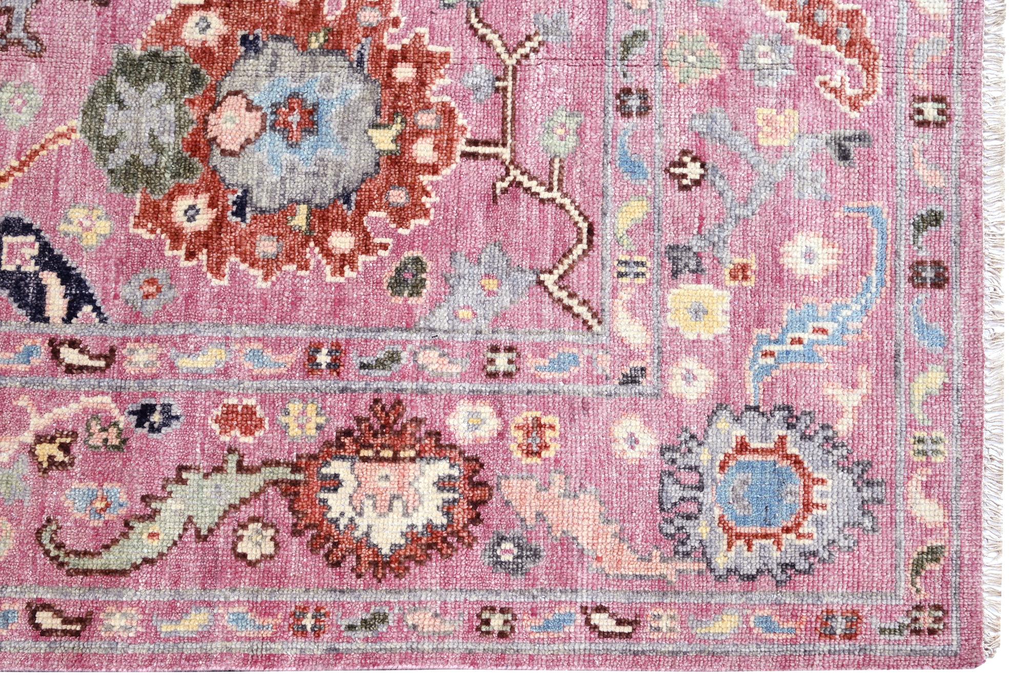 Contemporary Modern Pink Oushak