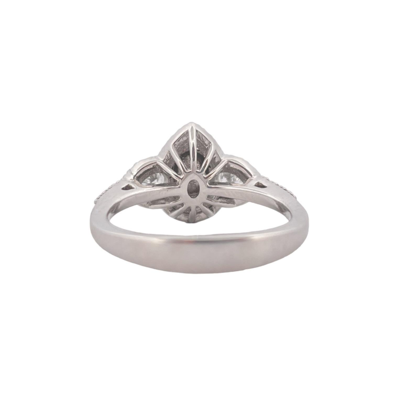 Women's or Men's Modern Pink Pear Shape Natural Diamond Ring - 18K White Gold