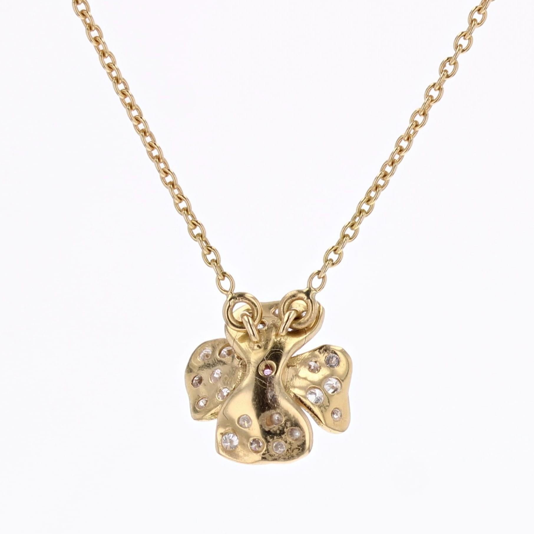 Modern Pink Sapphire Diamonds 18 Karat Yellow Gold Flower Pendant Necklace For Sale 8