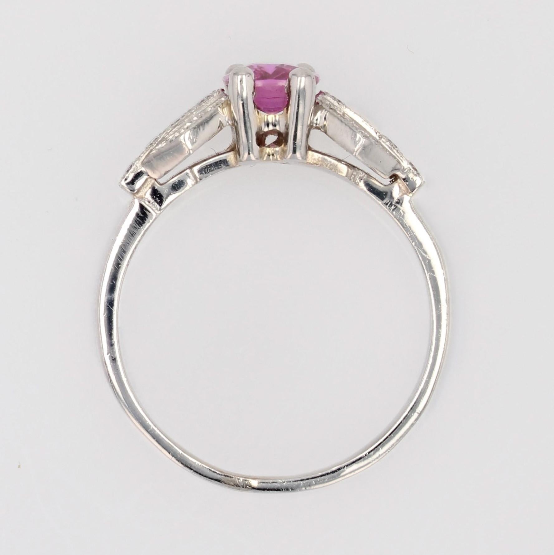 Modern Pink Sapphire Diamonds Platinum Ring 6