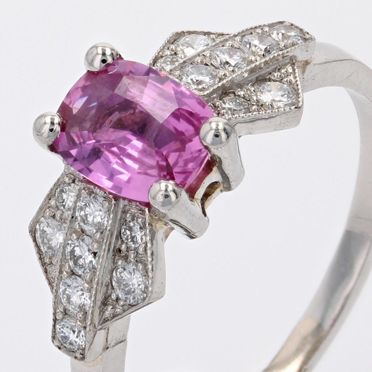 Modern Pink Sapphire Diamonds Platinum Ring 1
