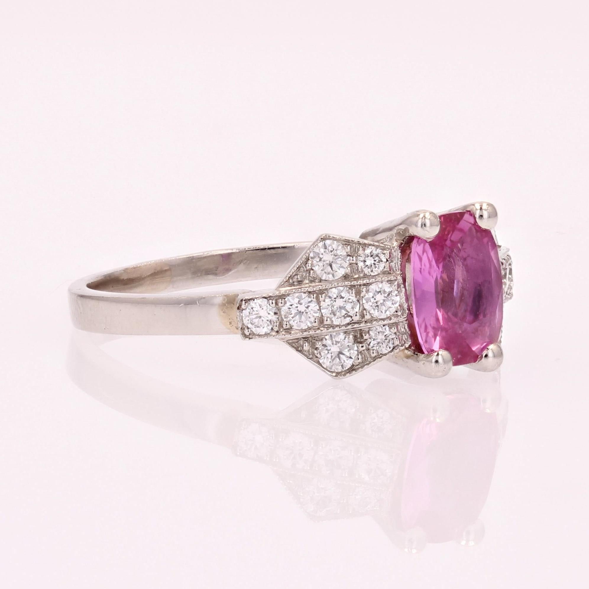 Modern Pink Sapphire Diamonds Platinum Ring 2